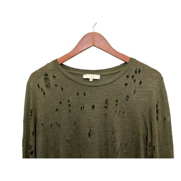IRO Top Distressed Gray Size Medium Linen Crew Neck Torn Grunge Goth - Picture 3 of 8